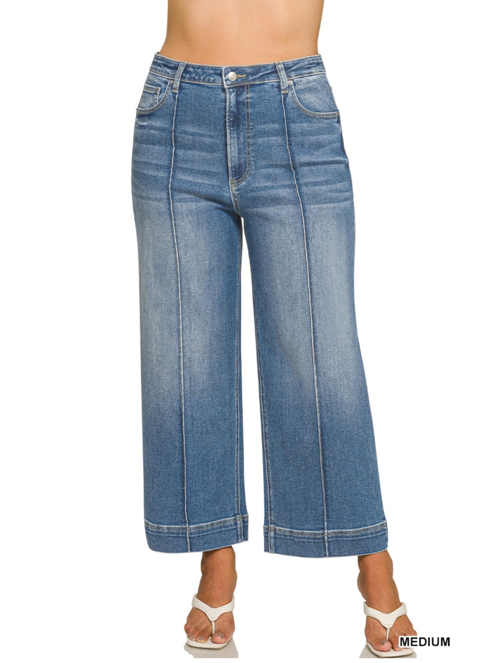 190 ❤️ PLUS HIGH RISE WIDE LEG PINTUCK DENIM PANTS
-ZENANA JEANS